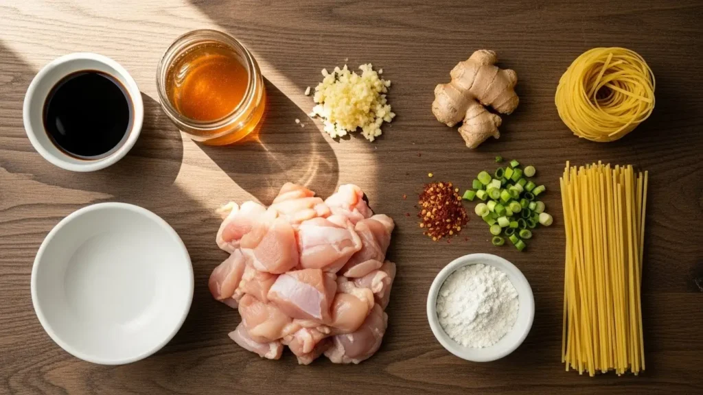 Sticky Garlic Chicken Noodles Ingredients