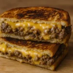 The Best Patty Melt sandwich with melted cheese and caramelized onions
