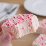 Valentine Day Sugar Cookie Fudge squares with sprinkles