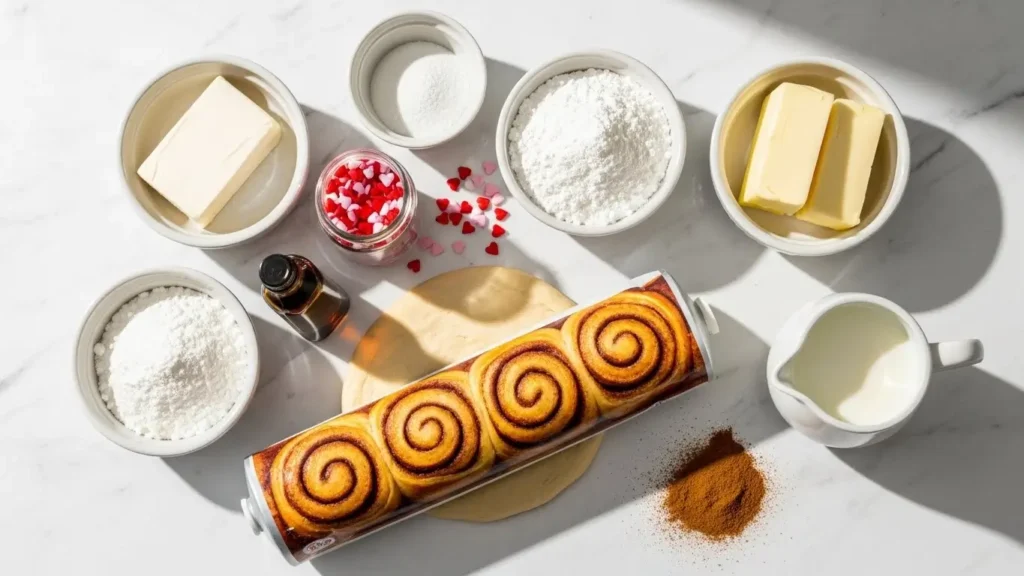 Valentine Heart Shaped Cinnamon Rolls Ingredients