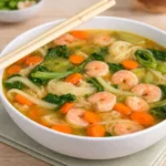 Chinese Rice Noodle Soup with Shrimp