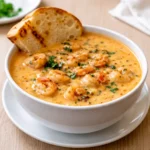 Creamy Crab and Shrimp Seafood Bisque served