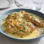 Creamy Lemon Garlic Chicken Skillet in cast iron pan