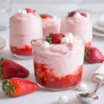Easy Fresh Strawberry Mousse dessert in glass cups