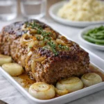 French Onion Meatloaf with caramelized onions and cheese