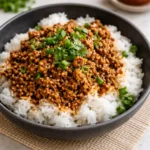 Honey Garlic Ground Turkey over rice