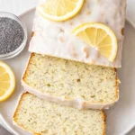 Lemon Poppy Seed Bread loaf with glaze