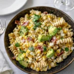 Mexican Street Corn Pasta Salad with lime and cotija cheese