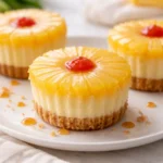 Mini Pineapple Upside-Down Cheesecakes with caramel drizzle
