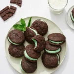 Mint Chocolate Whoopie Pies with mint buttercream filling