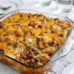 Savory Cabbage Beef Bake fresh from the oven