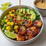 Shrimp and Avocado Bowls with Mango Salsa and Lime-Chili Sauce