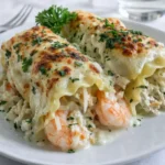 Shrimp Crab Alfredo Roll Ups creamy seafood pasta