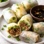 Thai Basil Beef Rolls served with dipping sauce