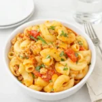Turkey Goulash recipe bowl with parsley