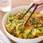 Egg Roll in a Bowl with chicken, cabbage, and carrots
