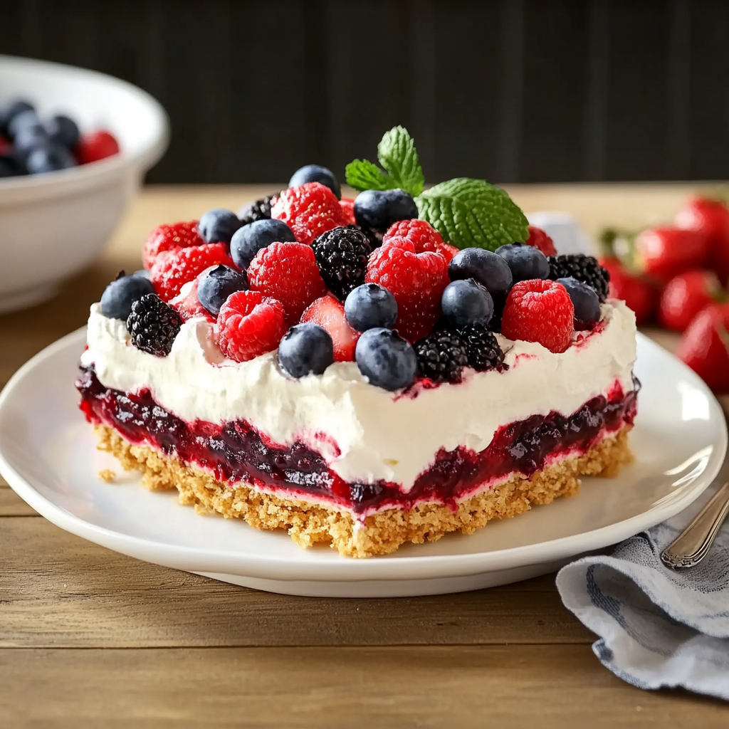 Red White and Blue Mixed Berry Dessert