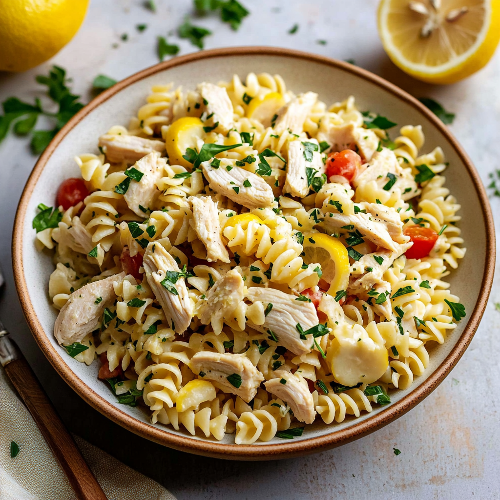 Easy Lemon Chicken Pasta Salad With Herbs
