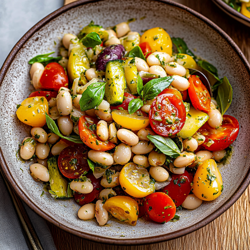 White Bean Salad with Summer Vegetables | A Nourishing Garden-Fresh Dish