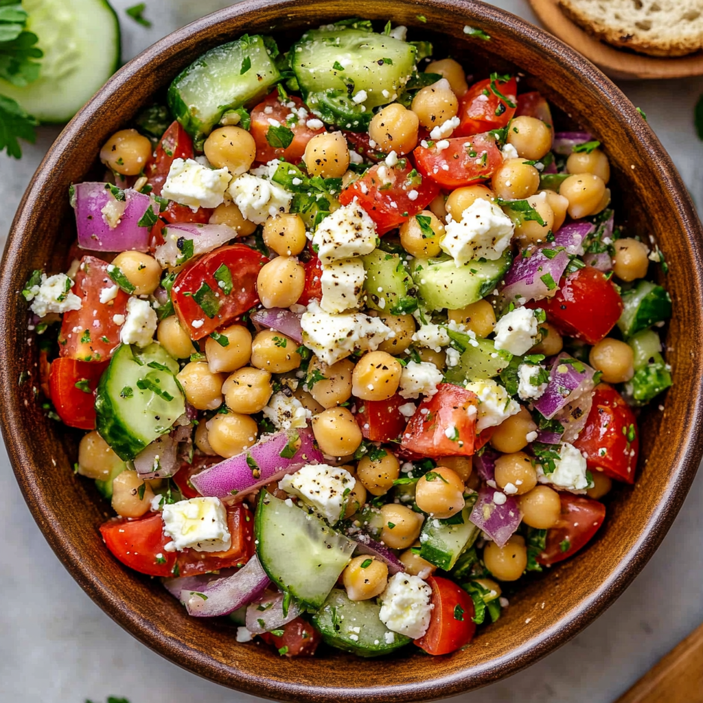 Easy Chickpea Feta Salad with Avocado: A Fresh, Flavorful Greek-Inspired Recipe